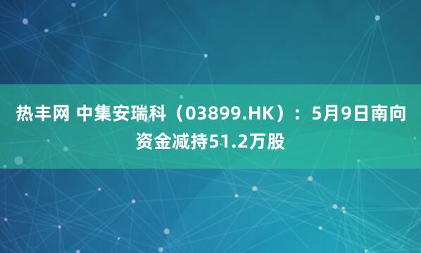 热丰网 中集安瑞科（03899.HK）：5月9日南向资金减持51.2万股